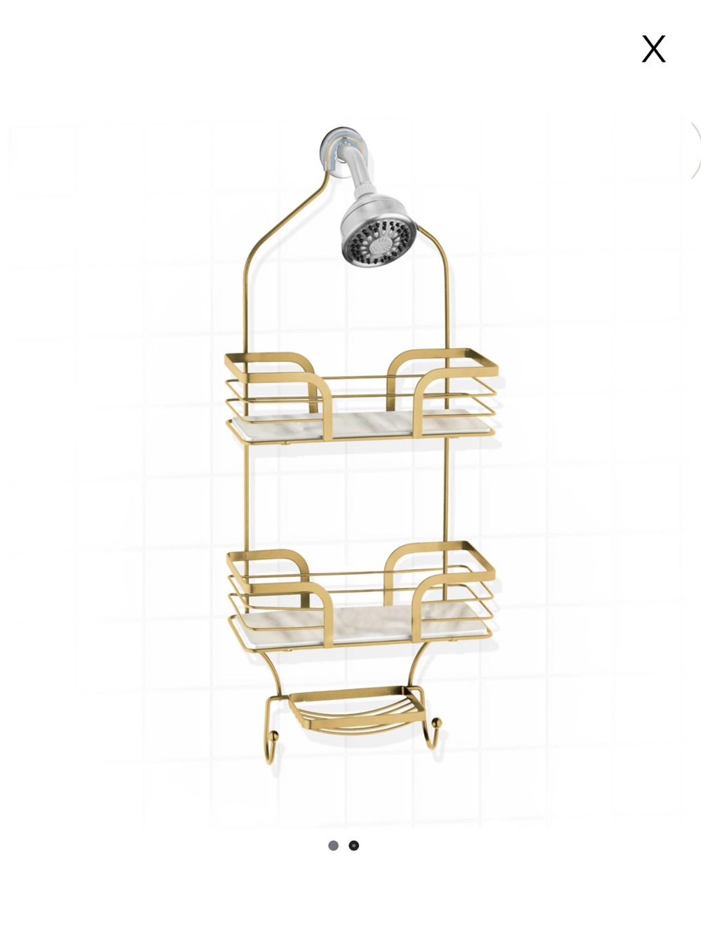 Shower Caddy Gold/Bamboo 2 Tier Eco Luxe Home NWT
